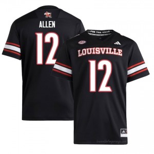 Brady Allen #12 Louisville Cards Men Black Jersey | NCAA Football ACC Game-Day Gear 72113273