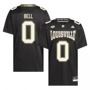 Chris Bell #0 Cardinals Men Black Officially Licensed NCAA Football For the Ville Jersey 63326666