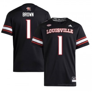 Isaac Brown #1 UL Cardinals Men Black Jersey | NCAA Football ACC Game-Day Gear 92560510