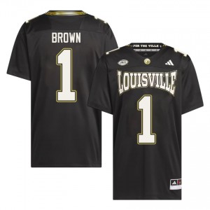 Isaac Brown #1 Louisville Cards Men Black Officially Licensed NCAA Football For the Ville Jersey 84684846