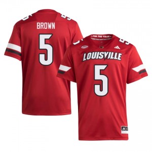Keyjuan Brown #5 Embroidery Football Jersey | Louisville Cards Red Men Licensed NCAA 94756792