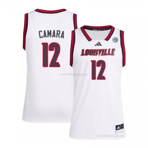 Officially Licensed Mouhamed Camara #12 Gameday Basketball Jersey | UL Cardinals White Men NCAA 74564613