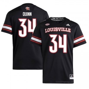 TJ Quinn #34 UL Cardinals Men Black Jersey | NCAA Football ACC Game-Day Gear 89809017