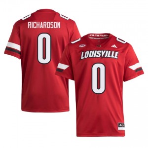 Tre Richardson #0 Embroidery Football Jersey | Louisville Cards Red Men Licensed NCAA 38487689