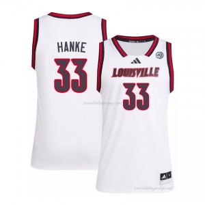Officially Licensed Will Hanke #33 Gameday Basketball Jersey | UL Cardinals White Men NCAA 80433803