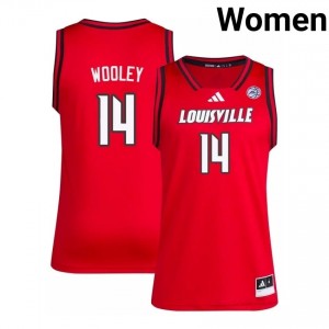 Adrian Wooley #14 Embroidery Basketball Jersey | UL Cardinals Red Women Licensed NCAA 44509643