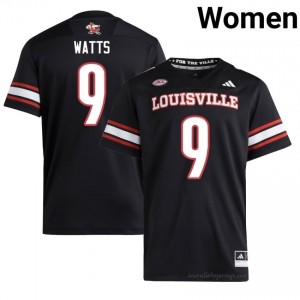 Antonio Watts #9 Louisville Cardinals Women Black Jersey | NCAA Football ACC Game-Day Gear 98306301