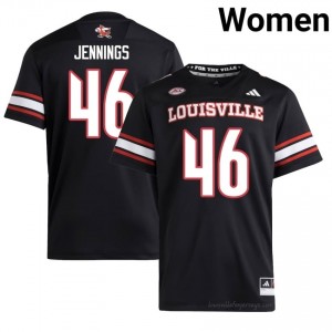 Braxton Jennings #46 Louisville Cards Women Black Jersey | NCAA Football ACC Game-Day Gear 76542087