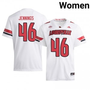 Louisville Cardinals Braxton Jennings #46 White Jersey | Women NCAA Licensed Football Fan Gear 20313544