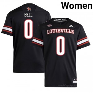 Chris Bell #0 Cardinals Women Black Jersey | NCAA Football ACC Game-Day Gear 24668423