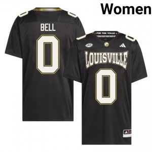UL Cardinals Chris Bell #0 Replica NCAA For the Ville Jersey | Women Black Gameday Football 48085344