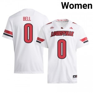 UL Cardinals Chris Bell #0 White Jersey | Women NCAA Licensed Football Fan Gear 87910324