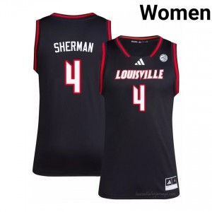 Louisville Cards Cole Sherman #4 Replica Basketball Jersey | Women Black Gameday NCAA 80764372
