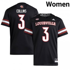 Dacari Collins #3 UL Cardinals Women Black Jersey | NCAA Football ACC Game-Day Gear 62464984