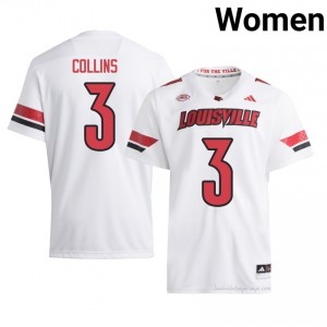 Louisville Cards Dacari Collins #3 White Jersey | Women NCAA Licensed Football Fan Gear 50684677