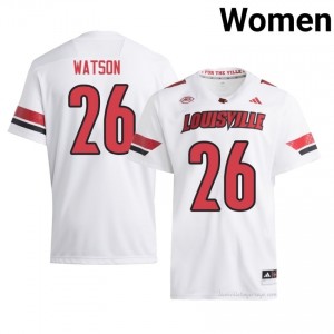 Louisville Cards Duke Watson #26 White Jersey | Women NCAA Licensed Football Fan Gear 36241090