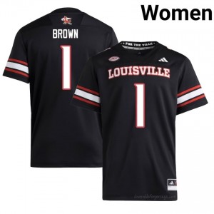 Isaac Brown #1 Cardinals Women Black Jersey | NCAA Football ACC Game-Day Gear 45301312