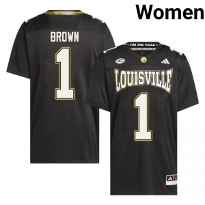 Louisville Cardinals Isaac Brown #1 Replica High School For the Ville Jersey | Women Black Gameday Football 50273352