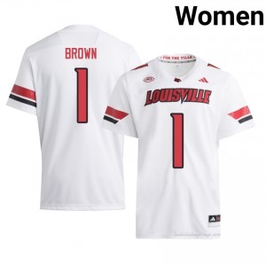 UL Cardinals Isaac Brown #1 White Jersey | Women NCAA Licensed Football Fan Gear 99857634