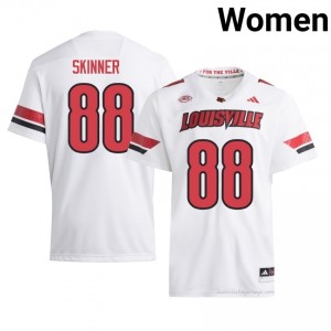 Louisville Cardinals Jaleel Skinner #88 White Jersey | Women NCAA Licensed Football Fan Gear 48641708