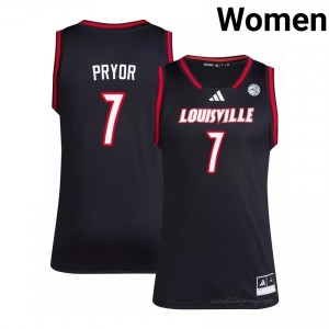 Kasean Pryor #7 Louisville Cardinals Women Black Officially Licensed NCAA Basketball Jersey 50567164