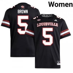 Louisville Cardinals Keyjuan Brown #5 Replica Football Jersey | Women Black Gameday NCAA 85032156