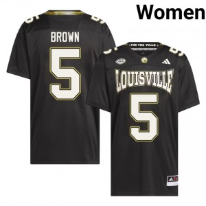 Officially Licensed Keyjuan Brown #5 Gameday Football For the Ville Jersey | Louisville Cards Black Women NCAA 62298563