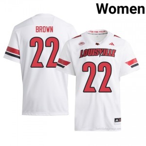 Cardinals Keyjuan Brown #22 White Jersey | Women NCAA Licensed Football Fan Gear 86332444