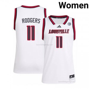 Officially Licensed Kobe Rodgers #11 Gameday Basketball Jersey | UL Cardinals White Women NCAA 19090383