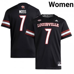 Miller Moss #7 Louisville Cards Women Black Jersey | NCAA Football ACC Game-Day Gear 90824440