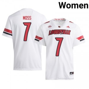 Louisville Cardinals Miller Moss #7 White Jersey | Women NCAA Licensed Football Fan Gear 14396863