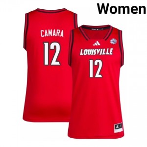 Mouhamed Camara #12 Embroidery Basketball Jersey | UL Cardinals Red Women Licensed NCAA 42280263
