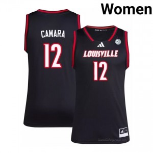 Mouhamed Camara #12 Louisville Cardinals Women Black Officially Licensed NCAA Basketball Jersey 71275860