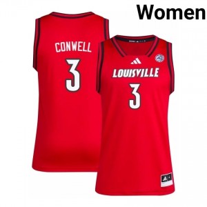 Ryan Conwell #3 Louisville Cards Red Women Basketball Player Jersey | Cards Fan Essentia 23379787