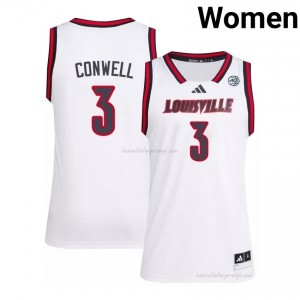 Officially Licensed Ryan Conwell #3 Gameday Basketball Jersey | UL Cardinals White Women NCAA 99326347