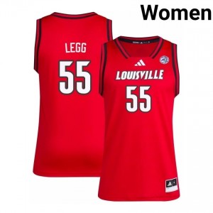 Spencer Legg #55 Embroidery Basketball Jersey | Louisville Cardinals Red Women Licensed NCAA 15204892