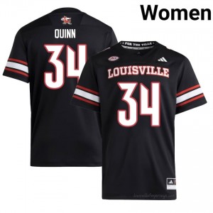 TJ Quinn #34 Cardinals Women Black Jersey | NCAA Football ACC Game-Day Gear 56244864