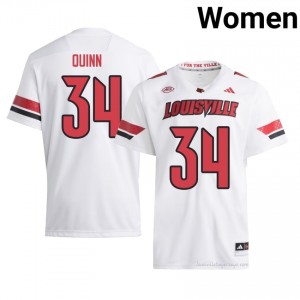 UL Cardinals TJ Quinn #34 White Jersey | Women NCAA Licensed Football Fan Gear 97768745