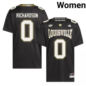 Officially Licensed Tre Richardson #0 Gameday Football For the Ville Jersey | Louisville Cards Black Women NCAA 49030505