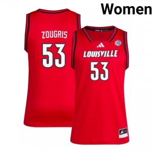 Vangelis Zougris #53 Louisville Cards Red Women Basketball NCAA Jersey | Cards Fan Essentia 60409938