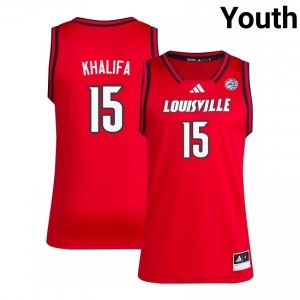 Aly Khalifa #15 Embroidery Basketball Jersey | UL Cardinals Red Youth Licensed NCAA 99287966