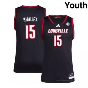 Aly Khalifa #15 Louisville Cardinals Youth Black Officially Licensed NCAA Basketball Jersey 42962763