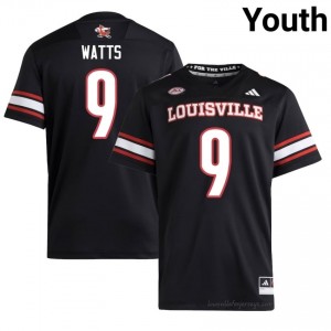 Antonio Watts #9 Louisville Cards Youth Black Jersey | NCAA Football ACC Game-Day Gear 13432665
