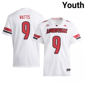 Louisville Cardinals Antonio Watts #9 White Jersey | Youth NCAA Licensed Football Fan Gear 80868962