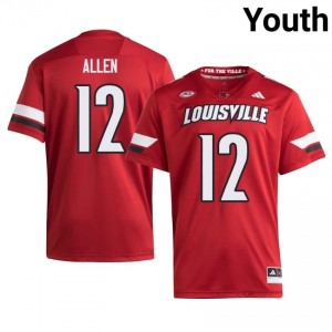 Brady Allen #12 Louisville Cards Red Youth Football | NCAA-Approved Teamwear 46710522