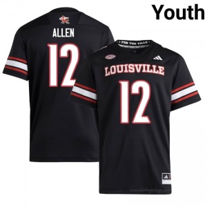 Brady Allen #12 Cardinals Youth Black Jersey | NCAA Football ACC Game-Day Gear 30439942
