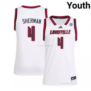 Louisville Cards Cole Sherman #4 Replica College Basketball Jersey | Youth White Gameday Hoops 46452420
