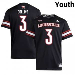Dacari Collins #3 Cardinals Youth Black Jersey | NCAA Football ACC Game-Day Gear 57233654