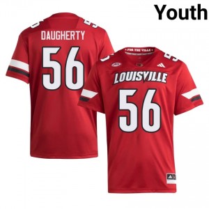 Eryx Daugherty #56 Embroidery Football Jersey | Louisville Cards Red Youth Licensed NCAA 66840448