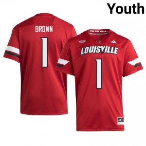 Isaac Brown #1 UL Cardinals Red Youth Football | NCAA-Approved Teamwear 37624891